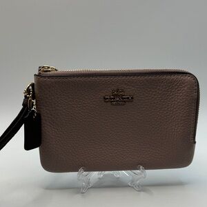 Coach Oxblood Double Zip Wristlet